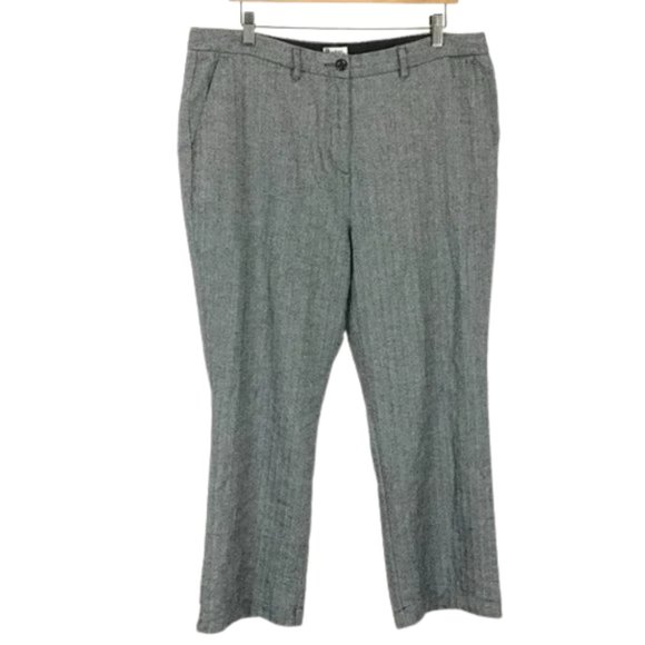 NWT Womens Petite Size 18 18P LL Bean Gray Wool Look Herringbone Trouser Pants - Picture 1 of 3